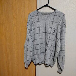 Shenandoah Men's XL Golf Crewneck Sweater, Striped Gray & Black